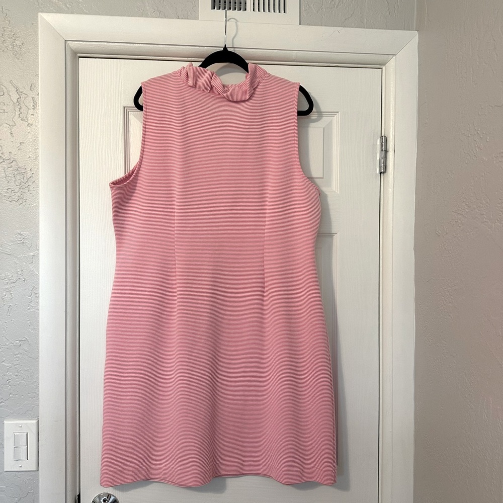 Talbots Sleeveless Ruffle Neck Striped Dress 💖 - Picture 6 of 8